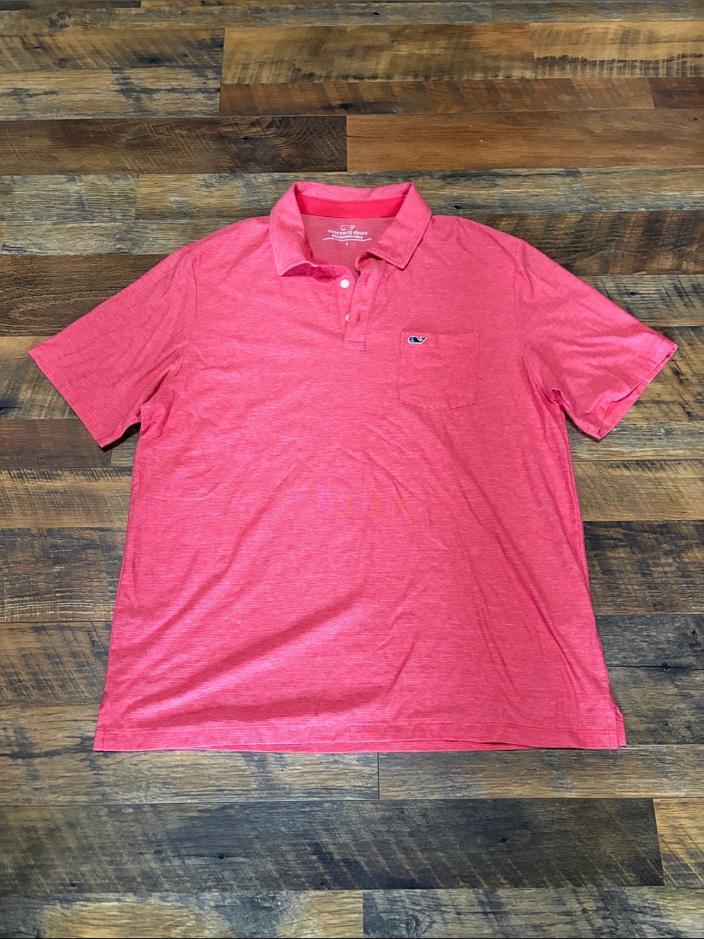 Vineyard Vines Edgartown Polo Shirt Mens L Pink Short Sleeve